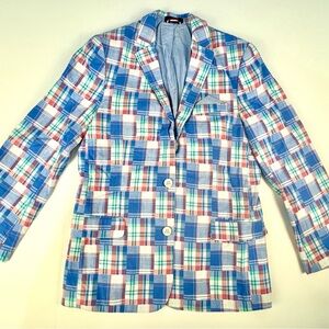 Tommy Hilfiger Blazer Big Boy Jacket Lining Size 16 Multicolor Plaid Cotton